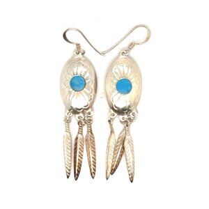 925 Blue Turquoise Earrings